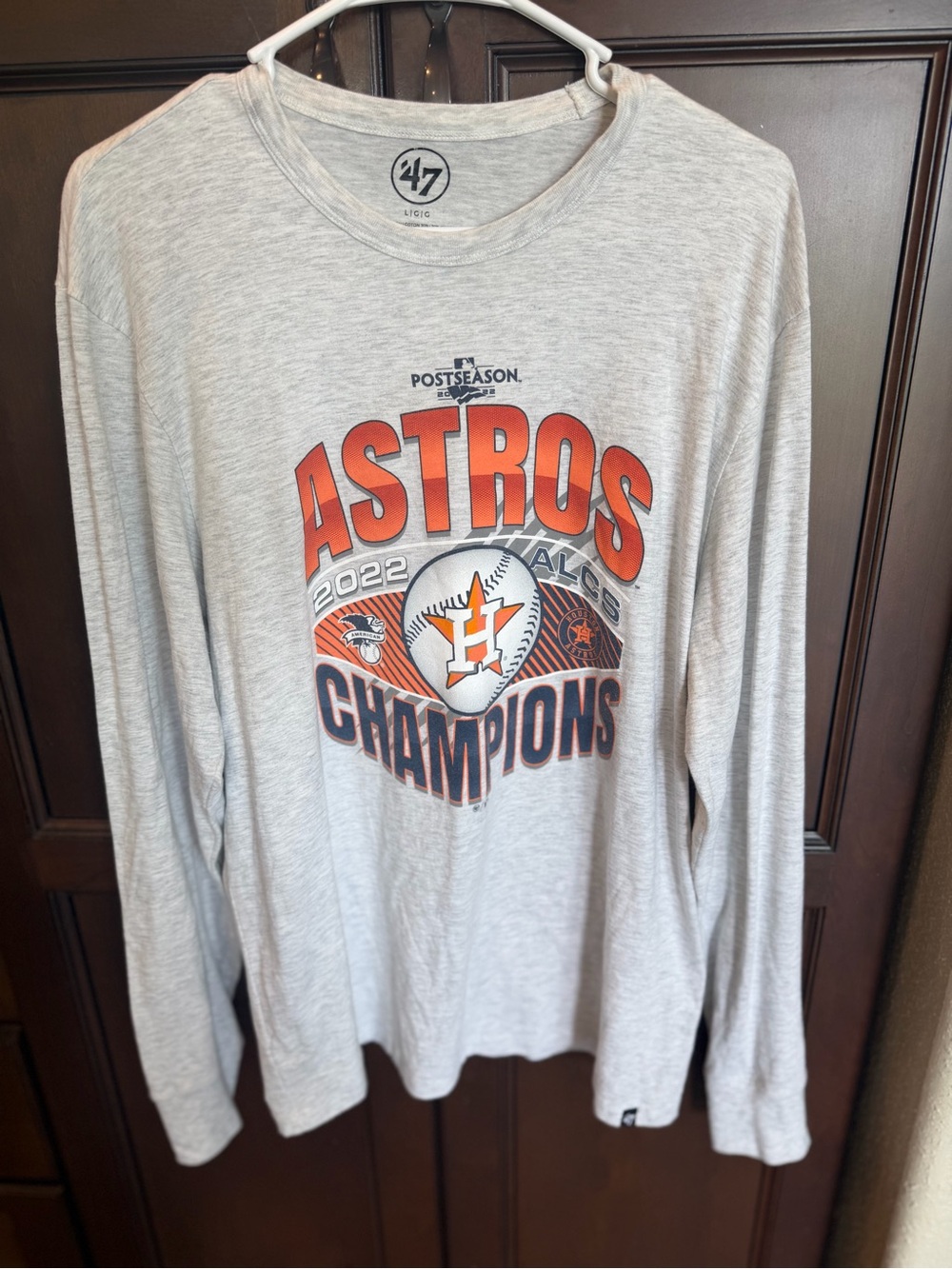47 Houston Astros 2022 AL Champions Postseason Long Sleeve T Shirt Gray